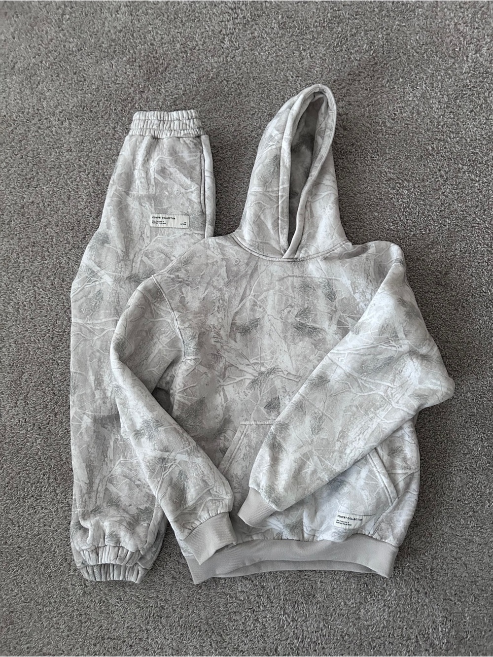 Comfrt Camo Hoodie & Jogger Bundle Set Unisex Adult Medium Silver Birch